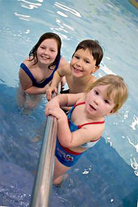 Kids having fun swimming