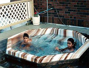 Kids enjoying the hot tub