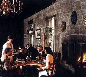 Dining by the fireplace